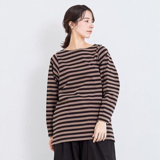 TUTIE. (ツチエ) | コットンボーダーワイドスリーブプルオーバー (charcoal) | トップス プルオーバー お灑落 (0625ps71152)