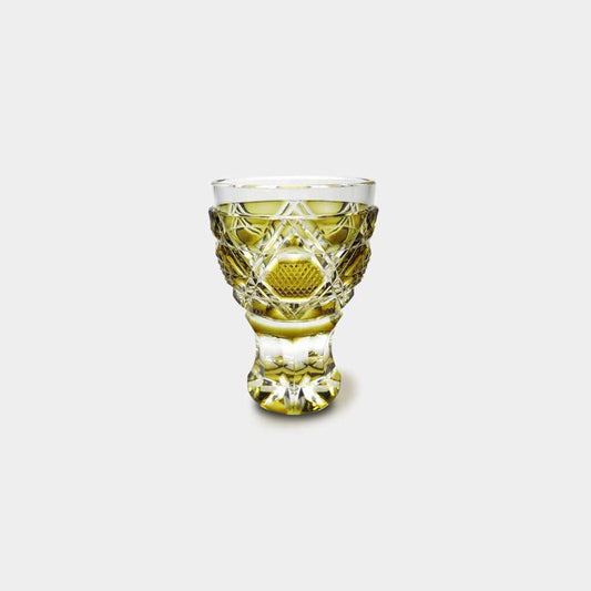 薩摩切子 satuma 黃色馬上杯 玻璃杯