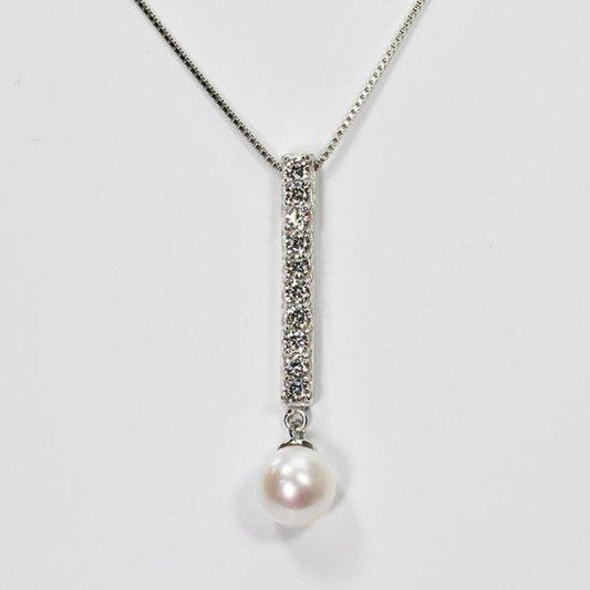 花珠真珠 7mm珠 ダイヤモンド0.5ct スウィートテン&パールネックレス アコヤ本真珠 (MSP-0052)