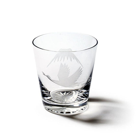 TABLEAU 江戶切子 富士山鶴櫻花刻花 復古玻璃杯