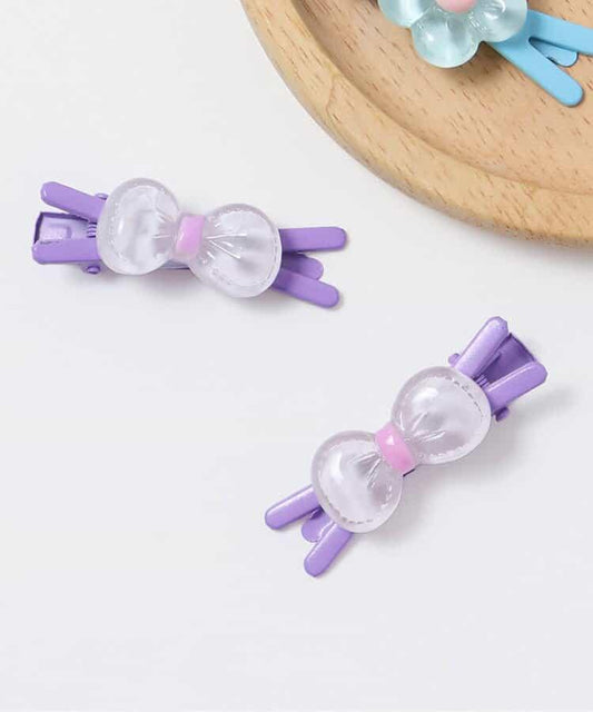 透明花朵蝴蝶結髮夾 兩個套裝