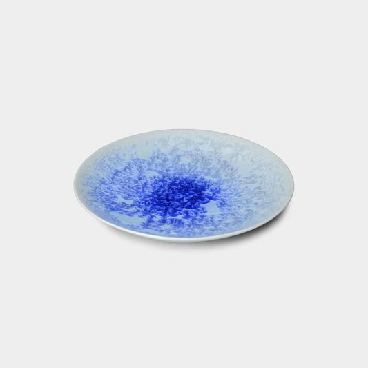 花結晶白地青 京燒清水燒 陶葊 尺皿