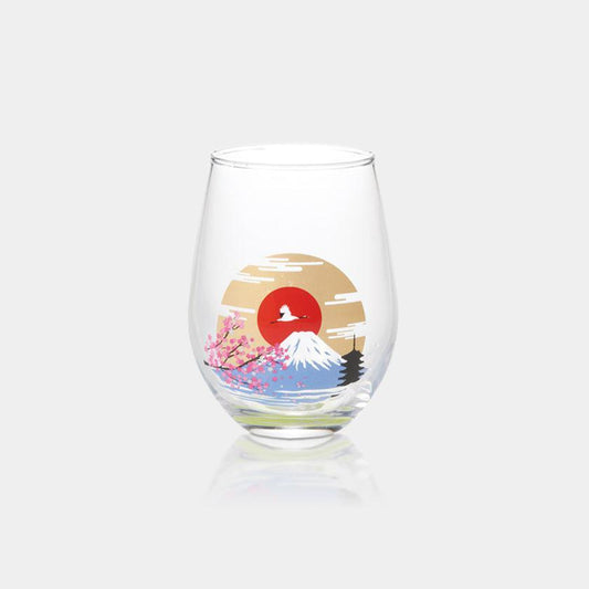 月光冷感富士山圖案玻璃杯