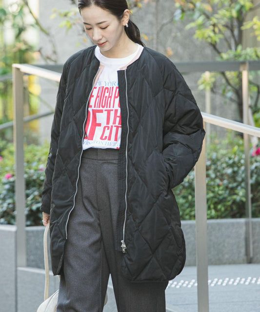 繭型絎縫長款羽絨服