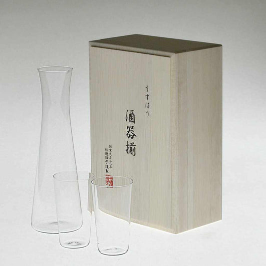 江戸硝子 薄玻璃酒器三件套 木盒裝