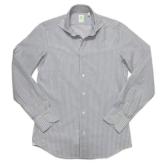 Finamore フィナモレ SIMONE BALI C0484I シモーネ バーリ カッタウェイカラー シアサッカー ストライプシャツ ネイビー (SIMONE-BALI-C0484I)