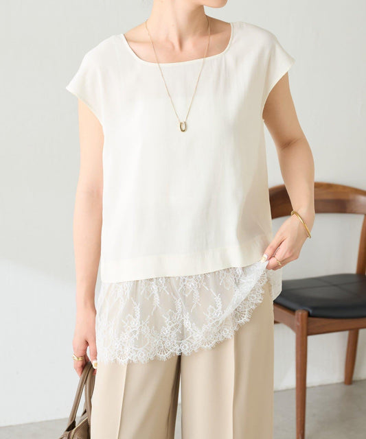 【10%OFF+10% POINTBACK】蕾絲拼接法式襯衫
