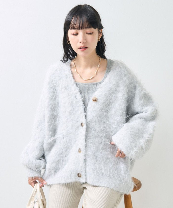 絨毛針織 V領開衫