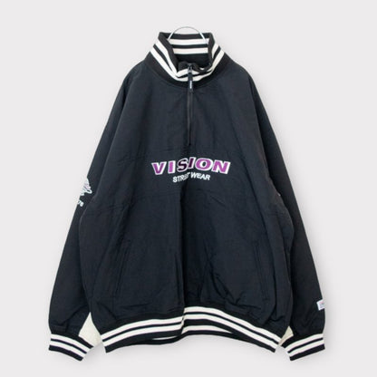 VISION STREET WEAR <男女通用>半拉鍊尼龍套頭衫 黑色［特價］ (CT6888BK)