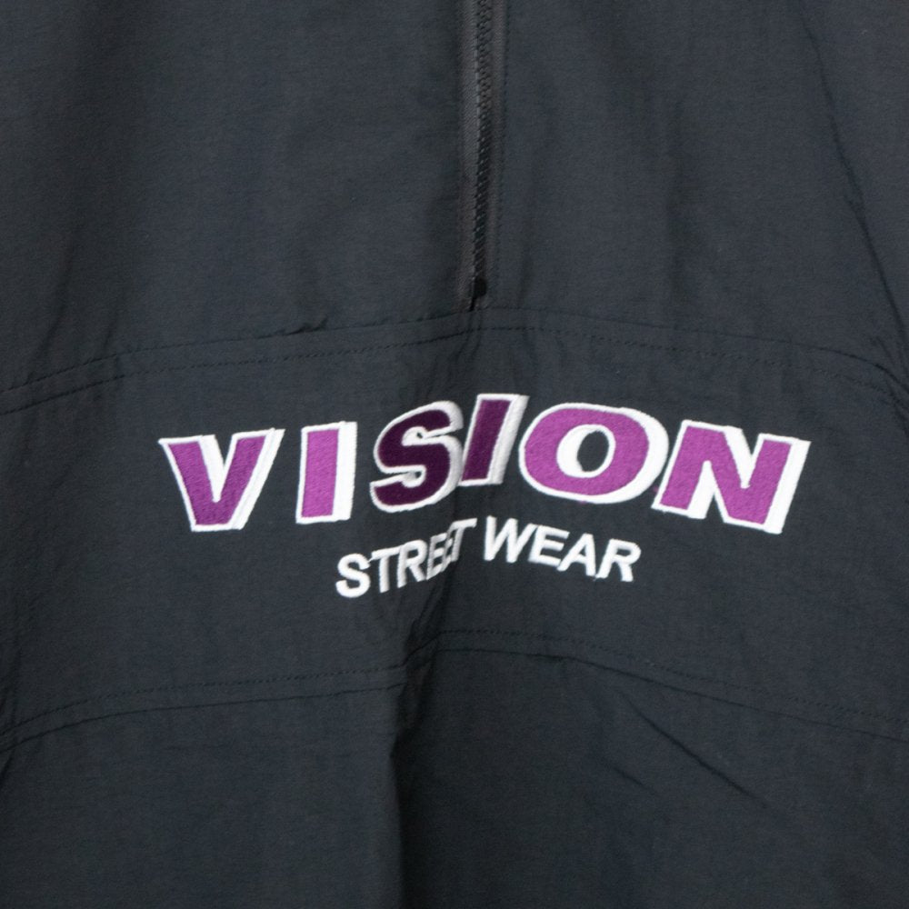 VISION STREET WEAR <男女通用>半拉鍊尼龍套頭衫 黑色［特價］ (CT6888BK)