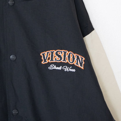 VISION STREET WEAR 尼龍 刺繡 風衣 夾克 夾克衫 黑色 (CT6874BK)