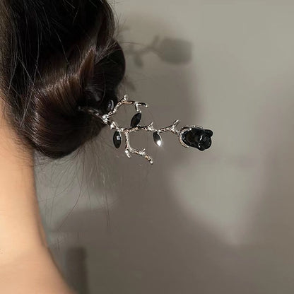 一輪玫瑰髮簪 黑紅【特價】1000日元統一AO4667