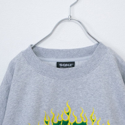 SEQUENZ FLAME THUG'S 火焰logo刺繡衛衣 灰色［特價］ (CT6798GY)
