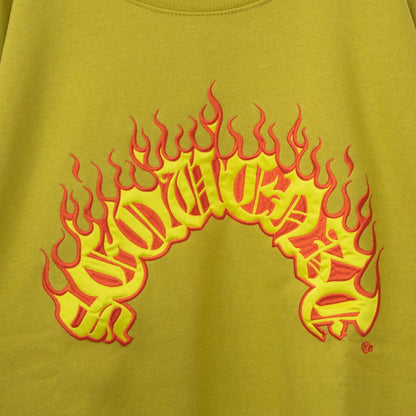SEQUENZ FLAME THUG'S 火焰logo刺繡衛衣 黃芥末色［特價］ (CT6798YL)