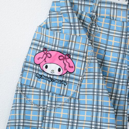 ACDC RAG x Sanrio My Melody 帶鏈條 褶皺迷你裙 藍色［特價］ (RG4311)