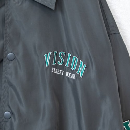 VISION STREET WEAR 袖刺繡 寬鬆教練夾克 炭灰色【特價】 (CT6551CH)