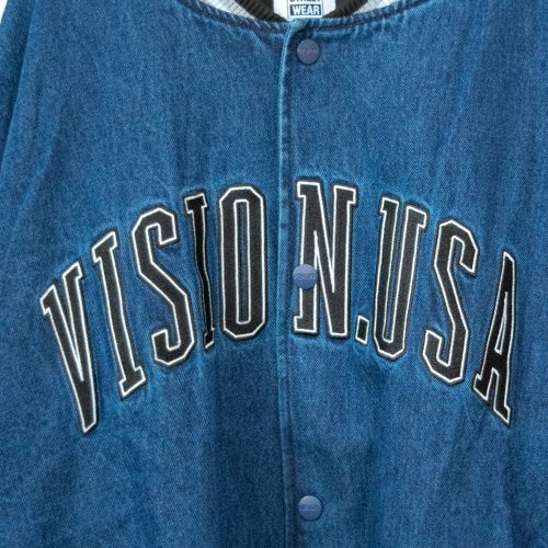 VISION STREET WEAR 大學標誌刺繡 牛仔夾克 藍色［特價］ (CT6476BL)