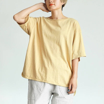 寬鬆款T恤/淺橙色/愛知縣產夾棉針織面料