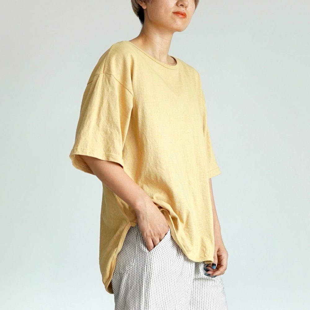 寬鬆款T恤/淺橙色/愛知縣產夾棉針織面料
