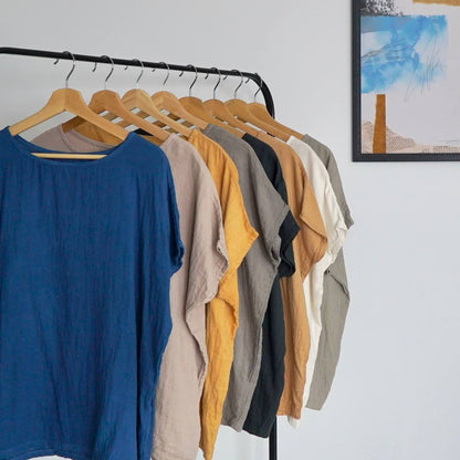 【福袋】寬鬆紗T恤/可選2種顏色/知多棉雙層紗