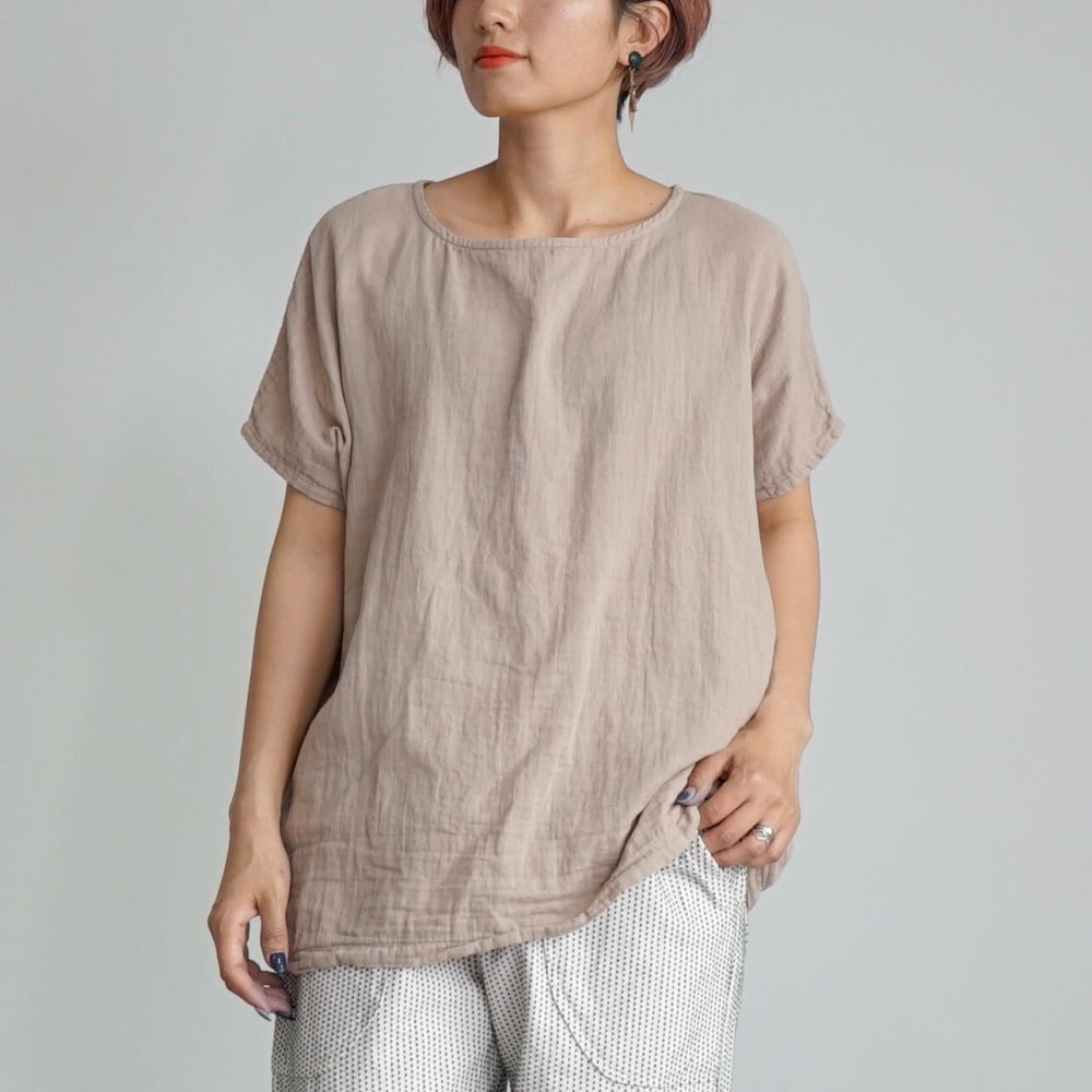 【福袋】寬鬆紗T恤/可選2種顏色/知多棉雙層紗