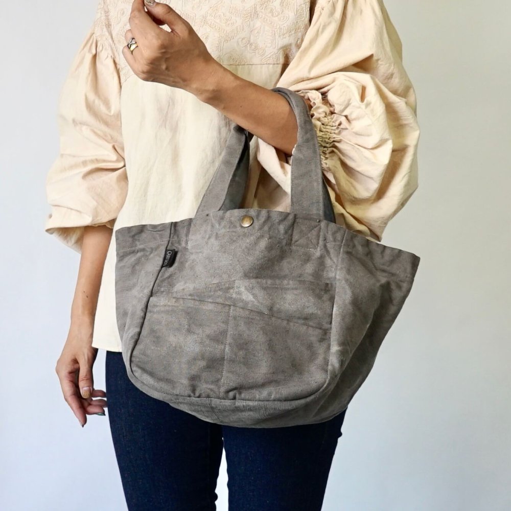 日常托特包/灰色/三河織物 圍裙帆布
