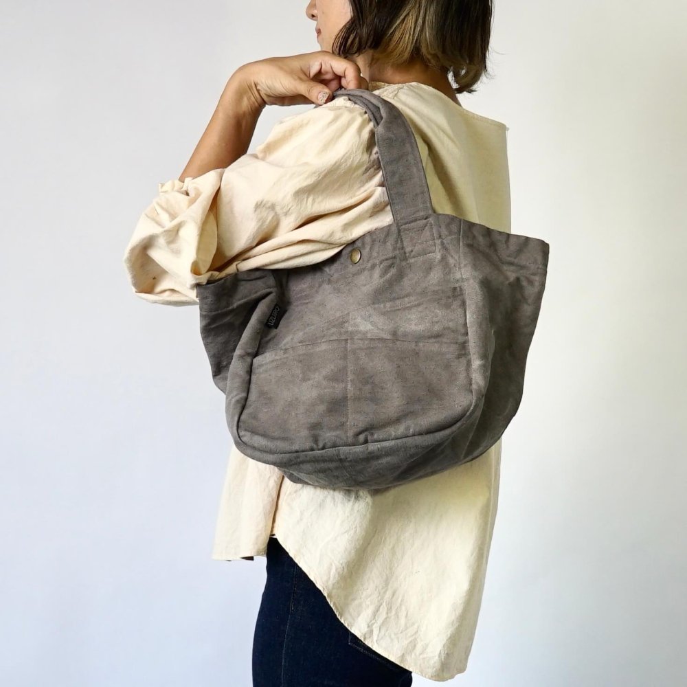 日常托特包/灰色/三河織物 圍裙帆布