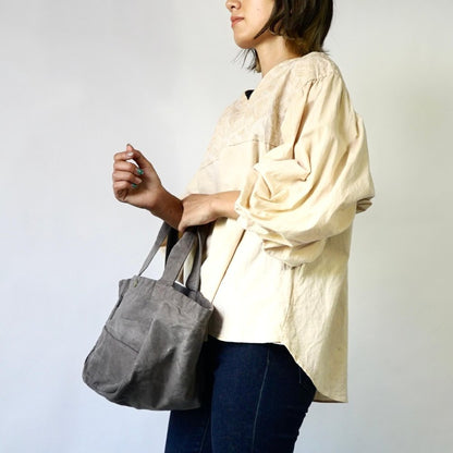 日常托特包/灰色/三河織物 圍裙帆布