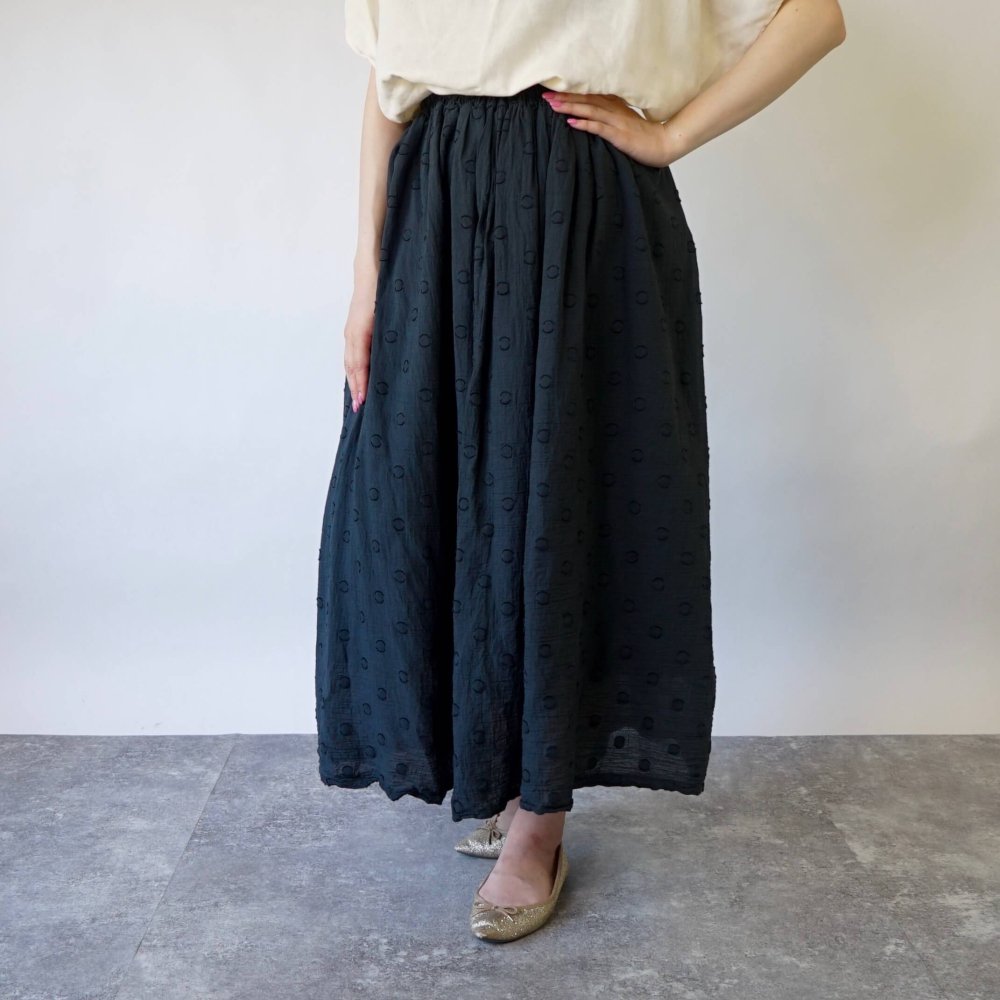 夏季長裙/黑色波點/遠州織物