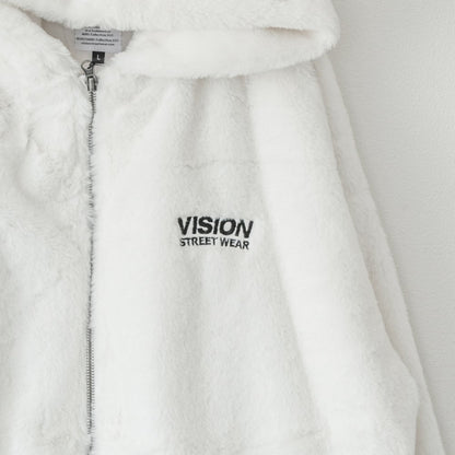 VISION STREET WEAR 毛皮連帽夾克 白色 (CT6972WH)