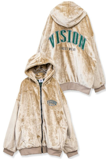 VISION STREET WEAR 徽章絨布夾克外套 米色［特價］ (CT6543BG)