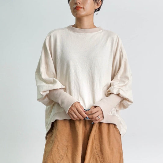圓領寬鬆衛衣/米白色/愛知縣產針織衫