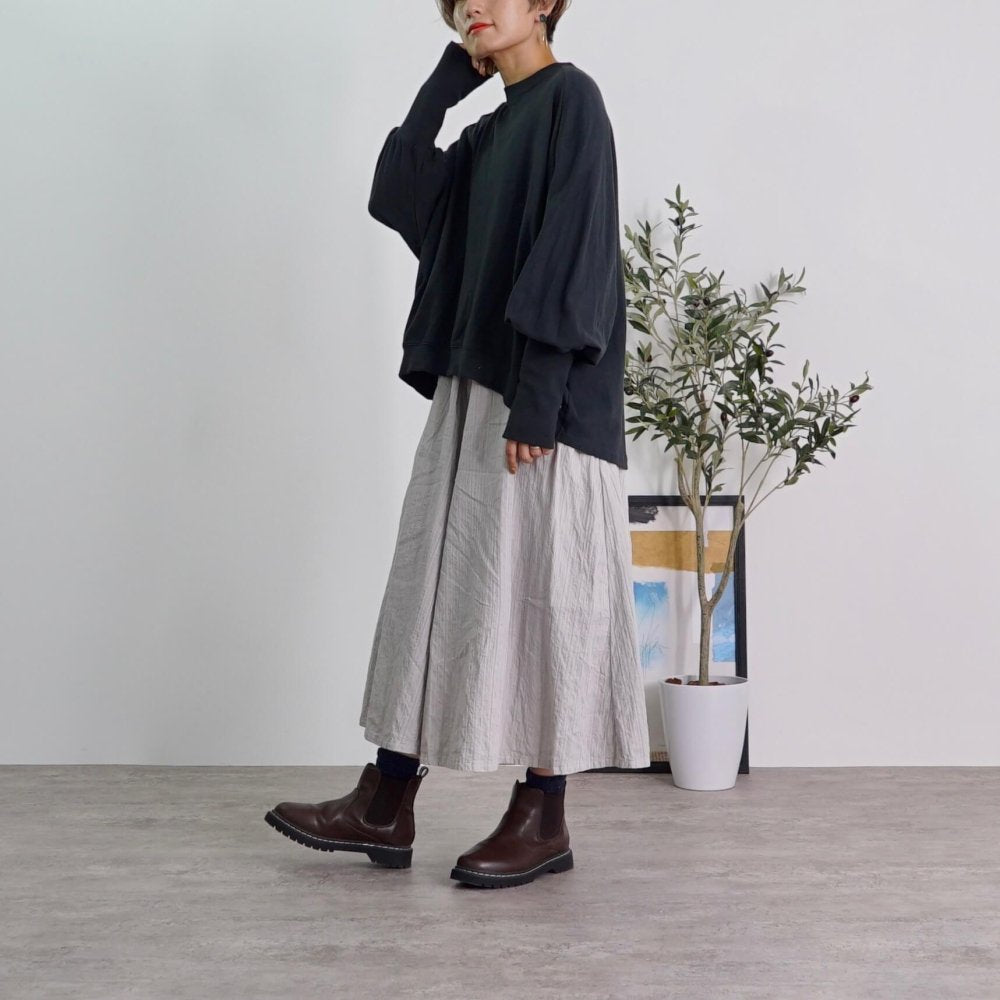 【福袋】圓領寬鬆衛衣/黑色+闊腿褲/淺灰色