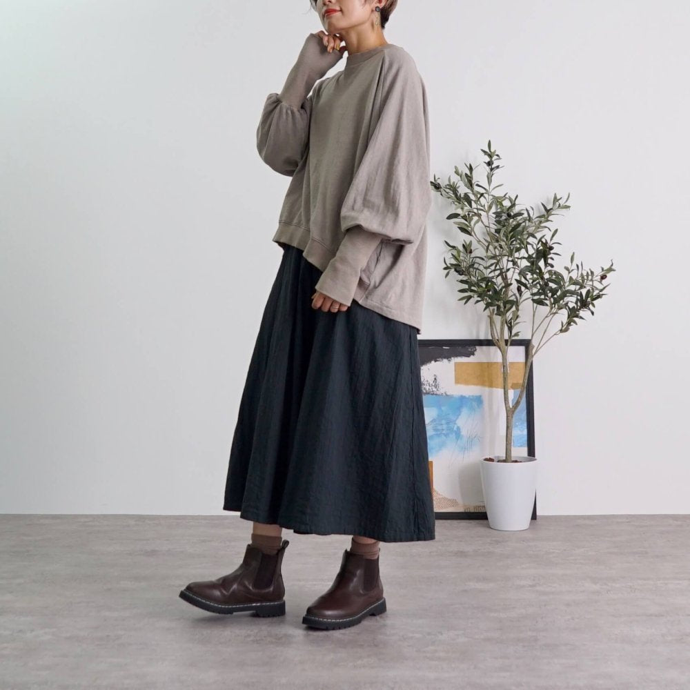 【福袋】圓領衛衣/卡其色+闊腿褲/黑色