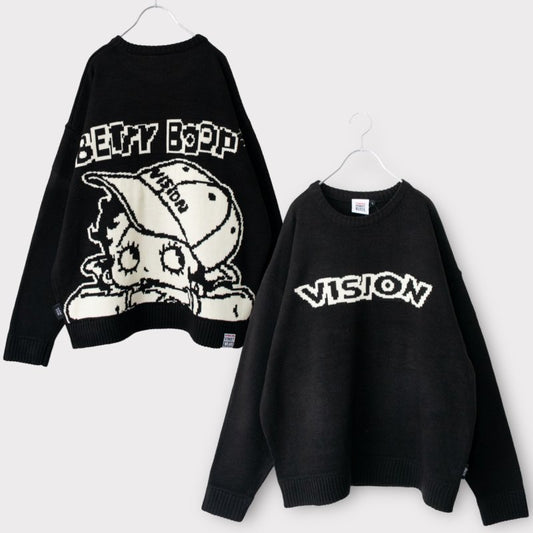 VISION STREET WEAR x 貝蒂·布普 提花針織衫 黑色 (CT6993BK)