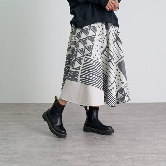 圓形裙-海邊-/2色/尾州提花針織