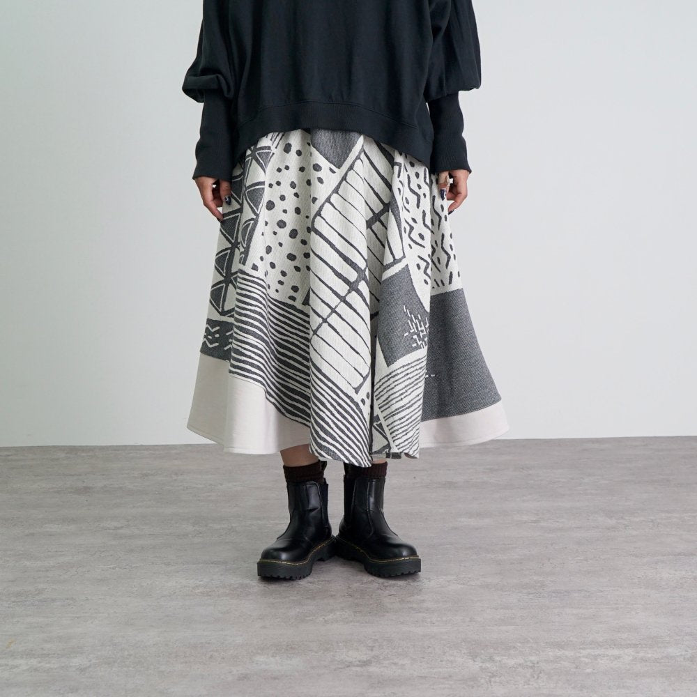 圓形裙-海邊-/2色/尾州提花針織