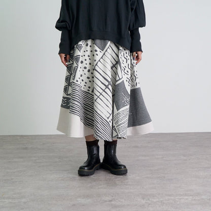 圓形裙-海邊-/2色/尾州提花針織