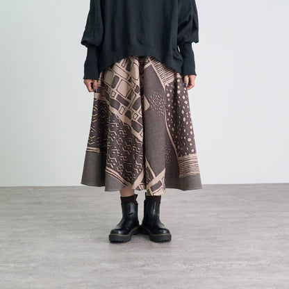 圓形裙-海邊-/2色/尾州提花針織