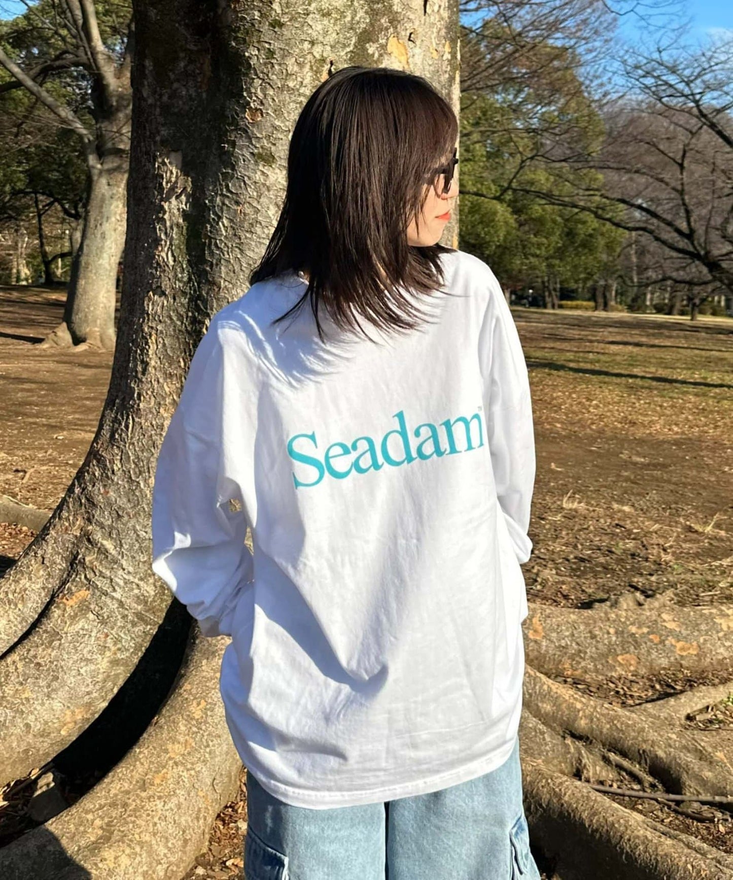 【男女通用】SEADAM標誌印花寬鬆長袖T恤