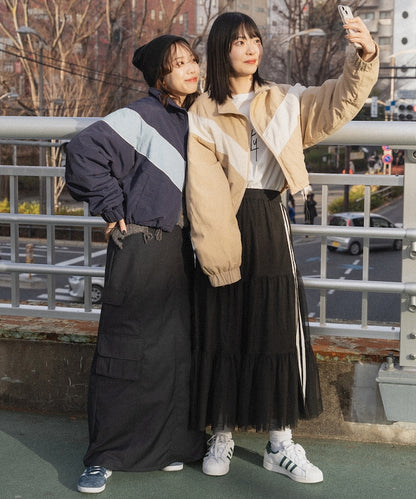 細紋換色裙