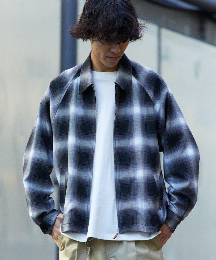 T/R CHECK ZIP BLOUSON T/R格子拉鍊夾克