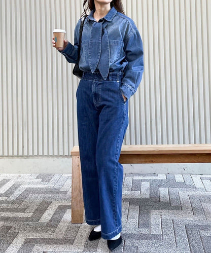 牛仔2WAY蝴蝶結襯衫