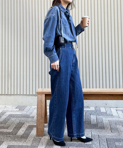 牛仔2WAY蝴蝶結襯衫