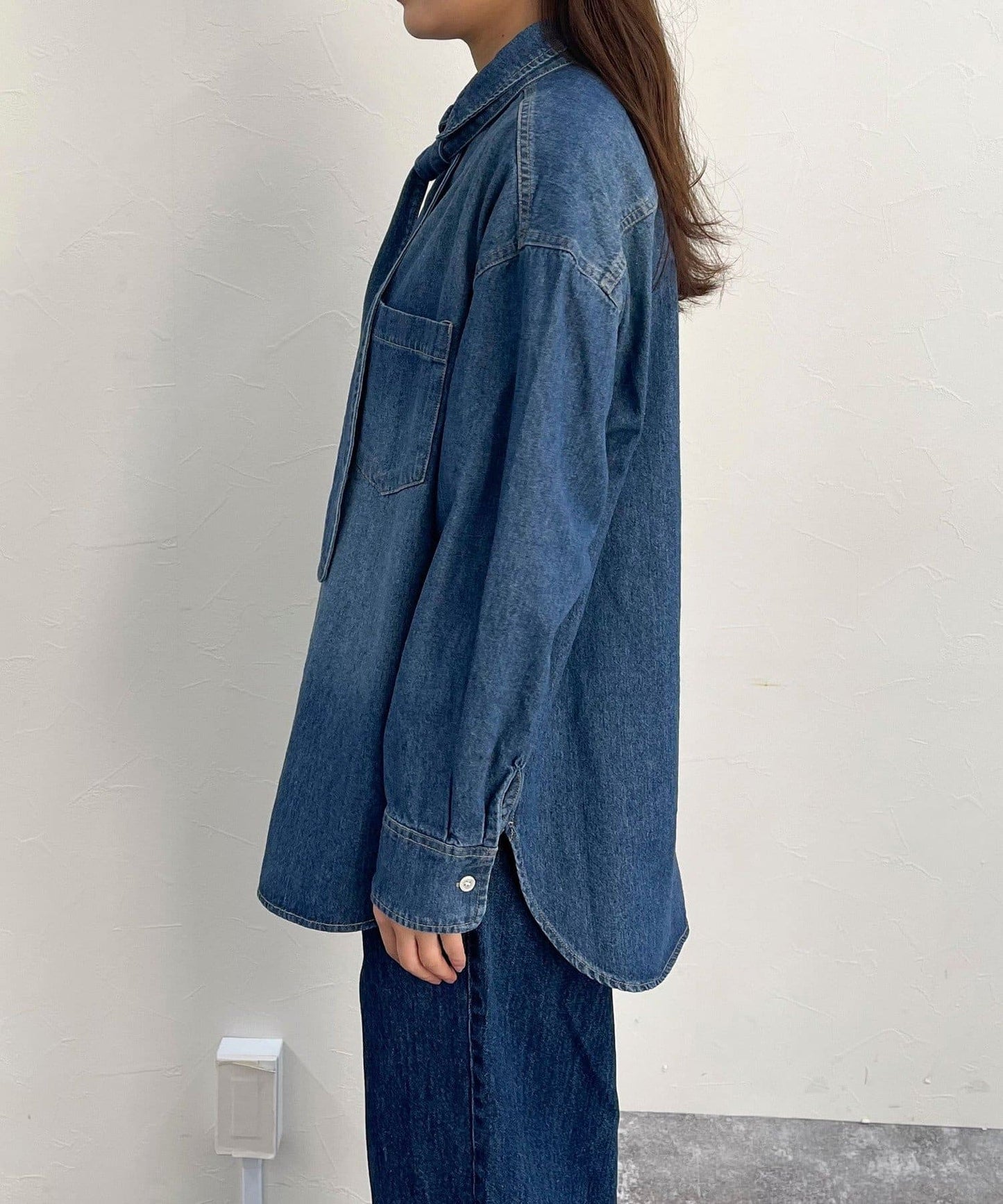 牛仔2WAY蝴蝶結襯衫