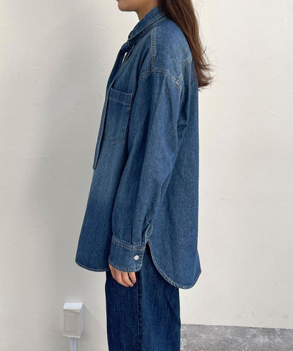 牛仔2WAY蝴蝶結襯衫