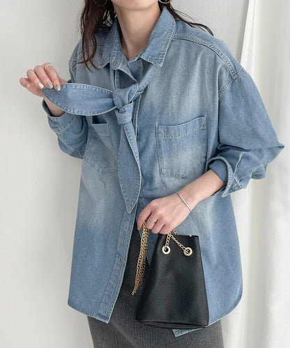 牛仔2WAY蝴蝶結襯衫
