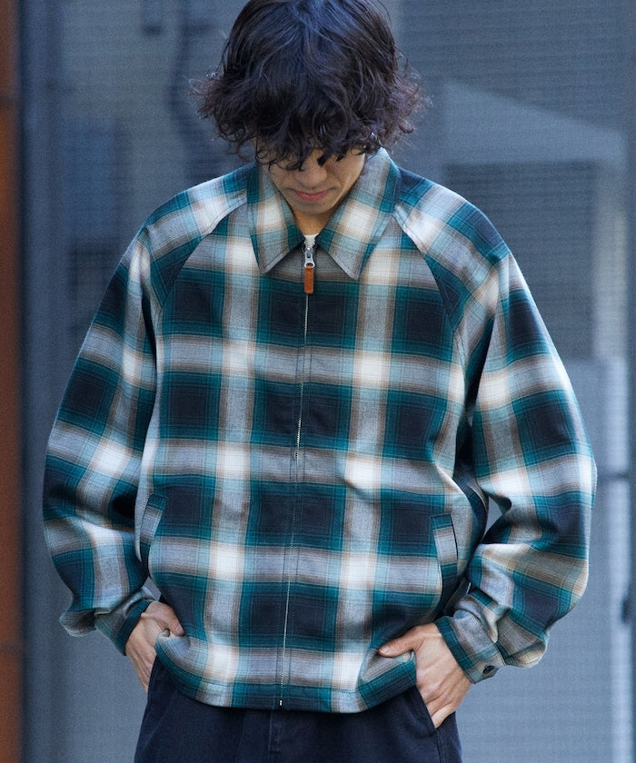 T/R CHECK ZIP BLOUSON T/R格子拉鍊夾克