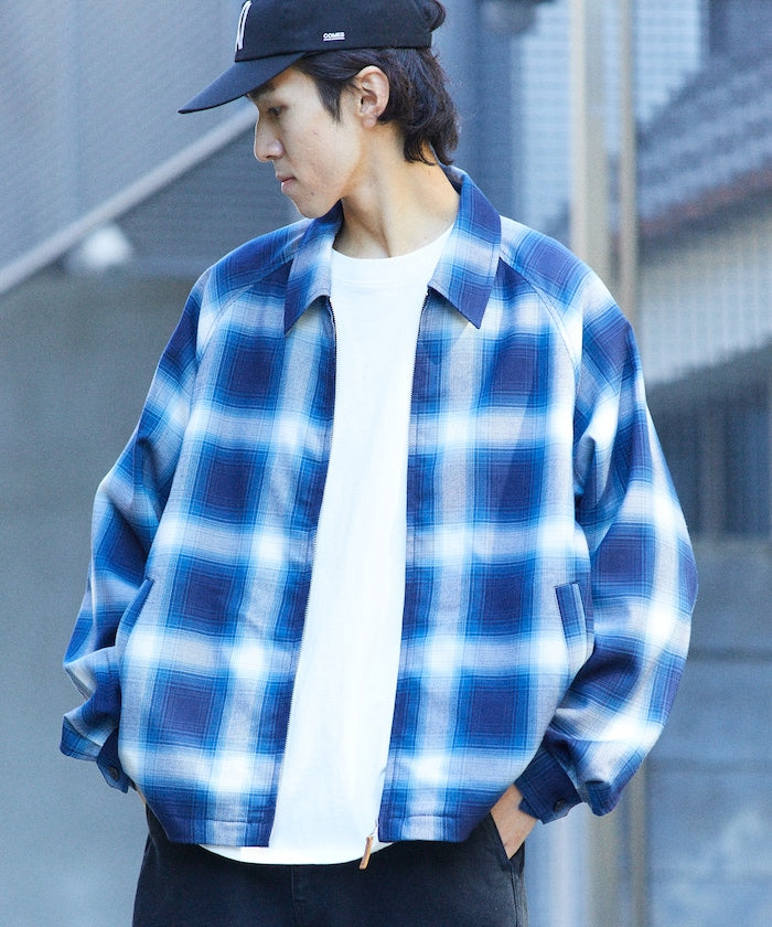 T/R CHECK ZIP BLOUSON T/R格子拉鍊夾克