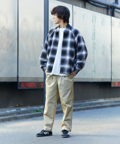 T/R CHECK ZIP BLOUSON T/R格子拉鍊夾克